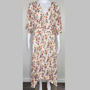 NWT Marchesa Notte Leilani Floral Belted Dress Poppy Size 6